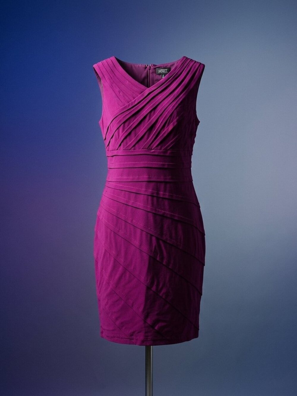 Adrianna Papell Purple Sheath Dress Sleeveless V-Neck Knee-Length